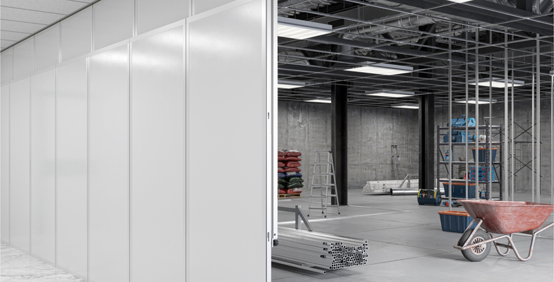 2500 Series modular wall unit segregating a construction zone
